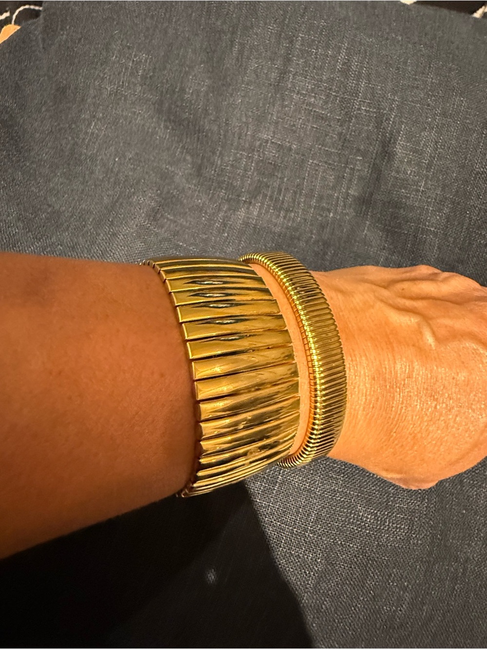 Gold-Tone Ribbed Cuff Bracelet - Women Jewelry